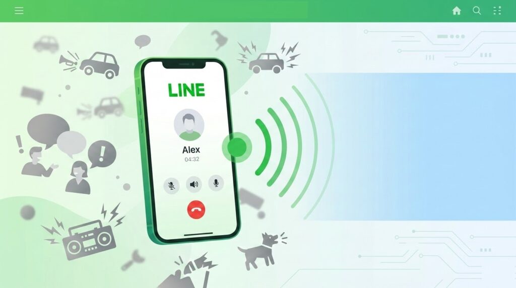 LINE電話 周りの音を 消す iPhone