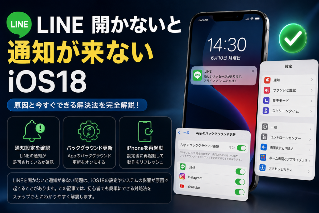 LINE 開かないと通知が来ない iOS18